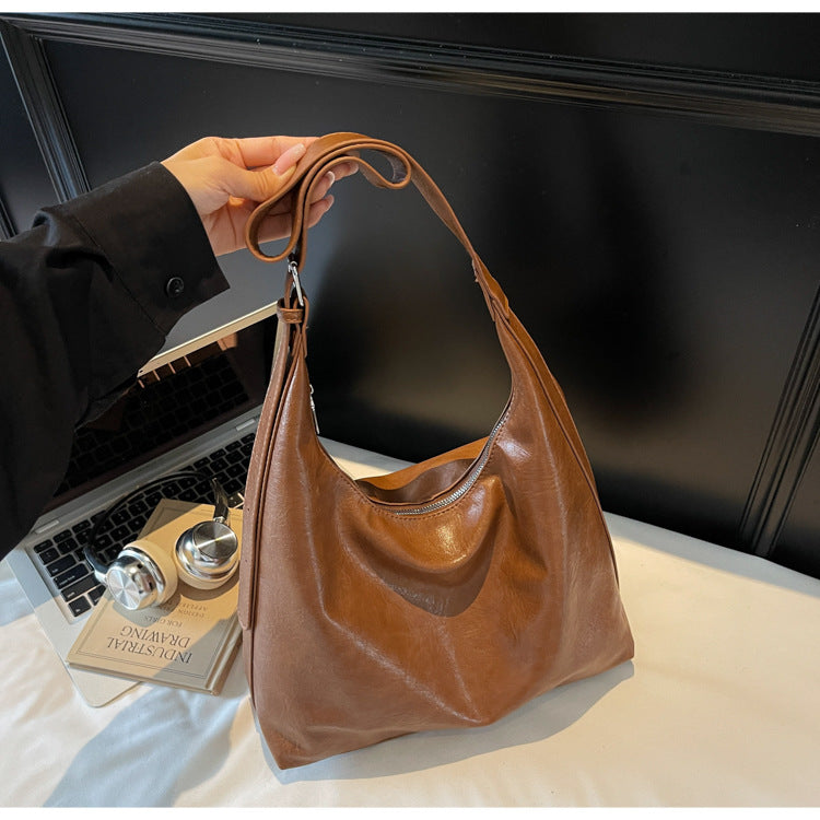 Soft Leather Slouchy Shoulder Bag Kalsten