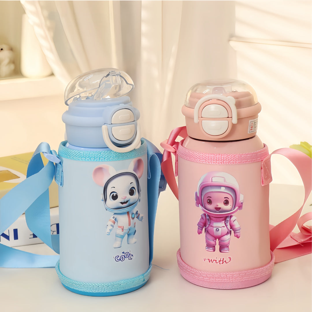 Women's insulated drinking bottle with cute animal design and practical carrying strap Kalsten