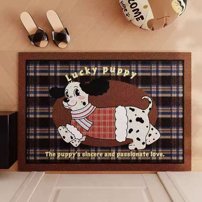 Playful Puppy-Themed Welcome Mat