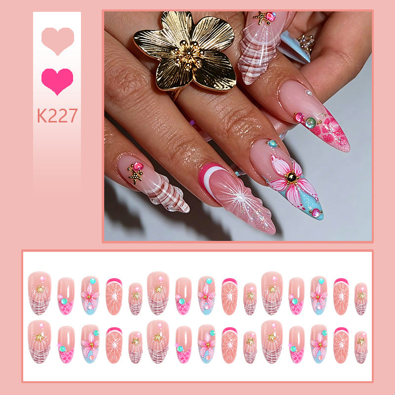 Art nail set with colorful blooming 3D applications Kalsten