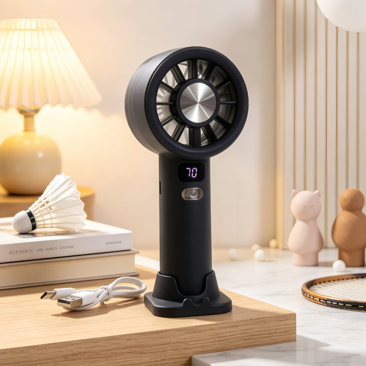 Women's portable hand fan with digital speed display Kalsten