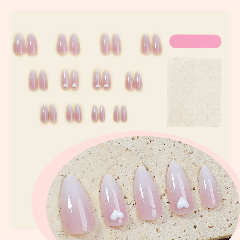 Elegant Press-On Nail Set with Heart Embellishments Kalsten