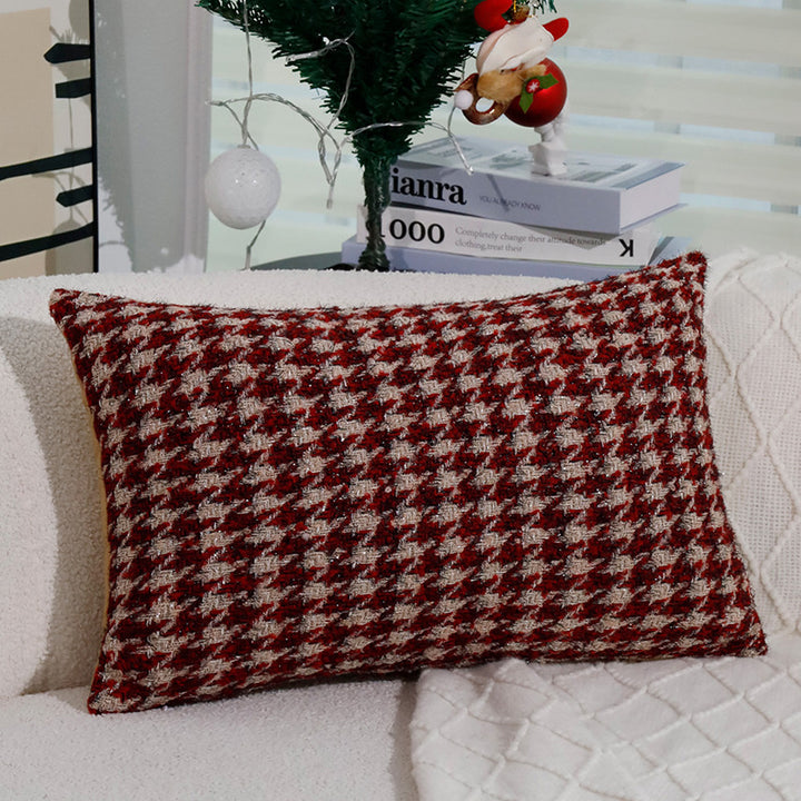 Rectangular Houndstooth Boucle Pillowcase with textured weave appearance and fine linen touch Kalsten