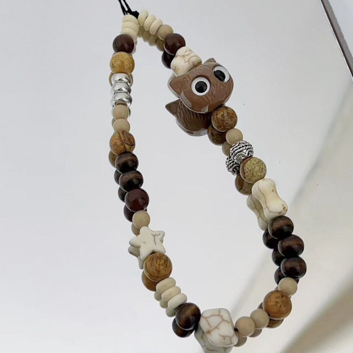Whimsical Owl-Themed Beaded Keychain Kalsten