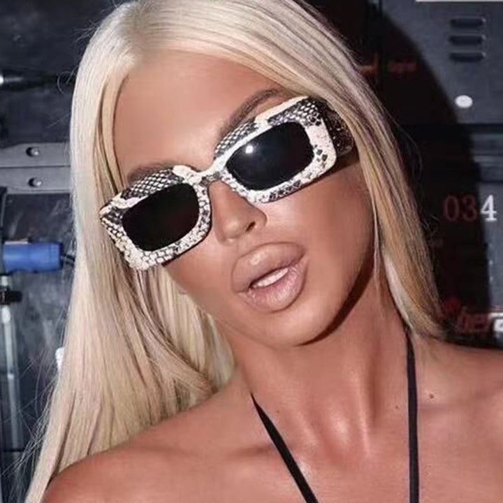 Women oversized sunglasses in fashionable snake leather look Kalsten
