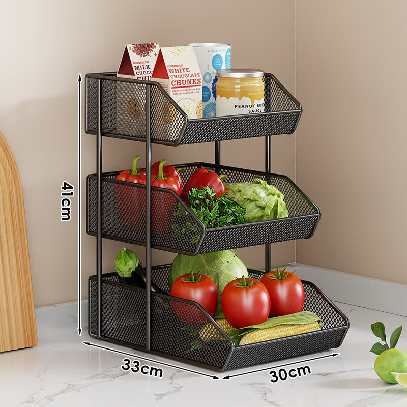 Triple-Tier Metal Mesh Countertop Produce and Pantry Organizer