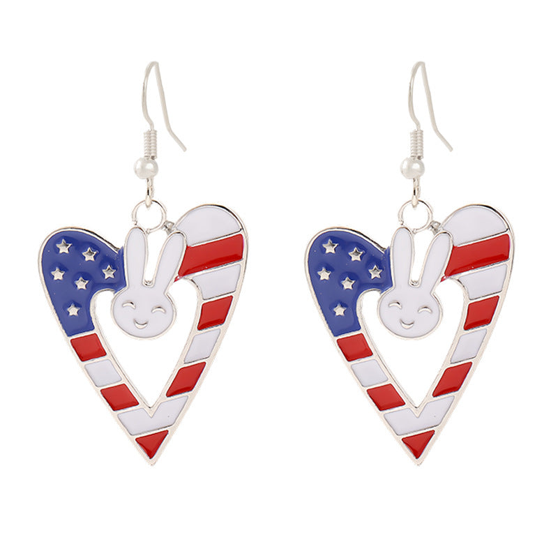 Ladies enamel earrings horseshoe with star stripe motif Kalsten
