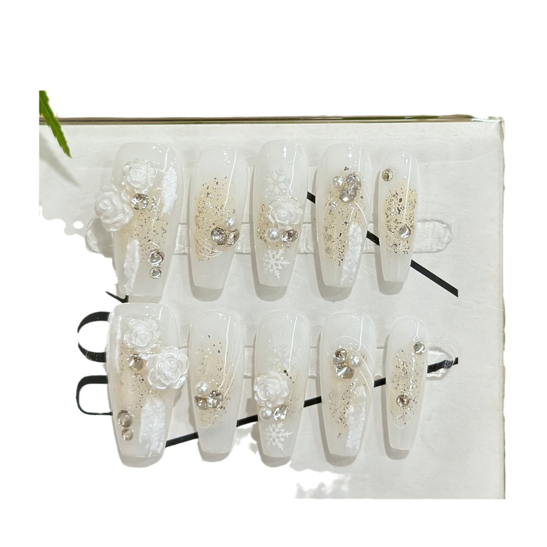 Luxury Floral-Embellished Press-On Nails