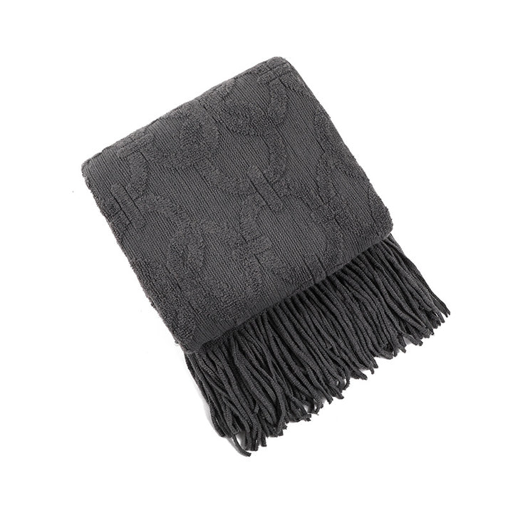 Textured Fringe Throw Blanket
