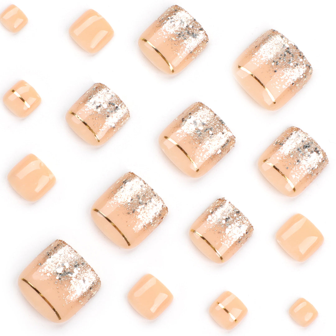 Elegant Artistic Nail Art with Glitter and Gold Accents Kalsten