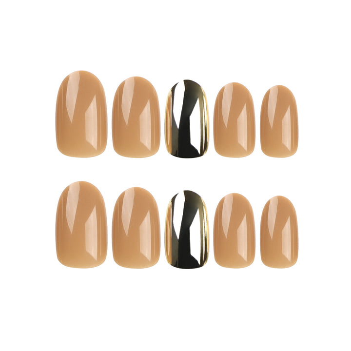 Luxurious artificial nails with metallic shiny accent Kalsten