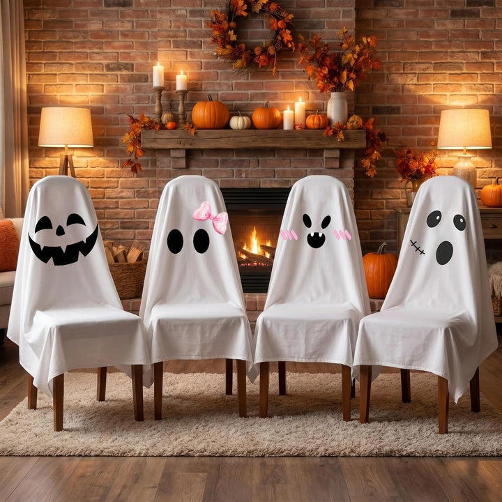 Ghost Throw Costume with Sewn-On Eyes and Bow Appliqué