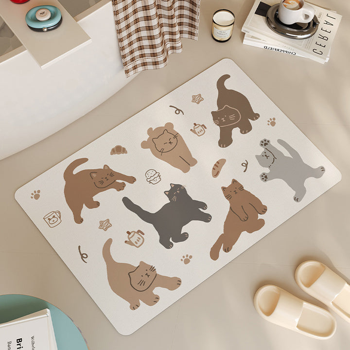 Cat-Themed Bathroom Mat