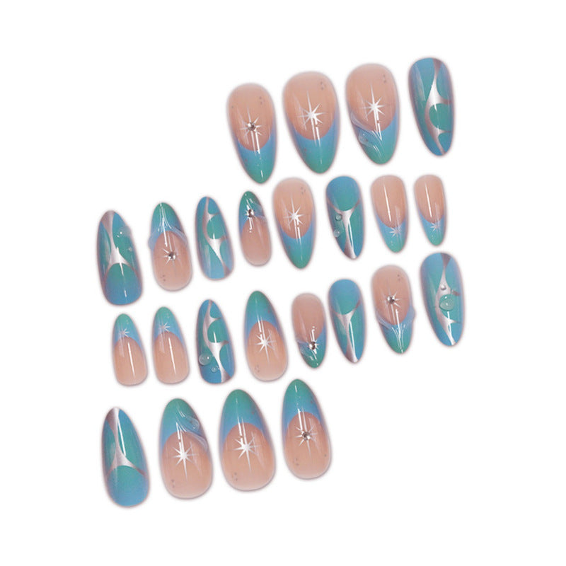 Artistic Stiletto Press-On Nails with Metallic Accents Kalsten