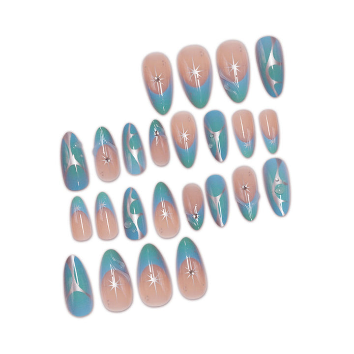 Artistic Stiletto Press-On Nails with Metallic Accents Kalsten