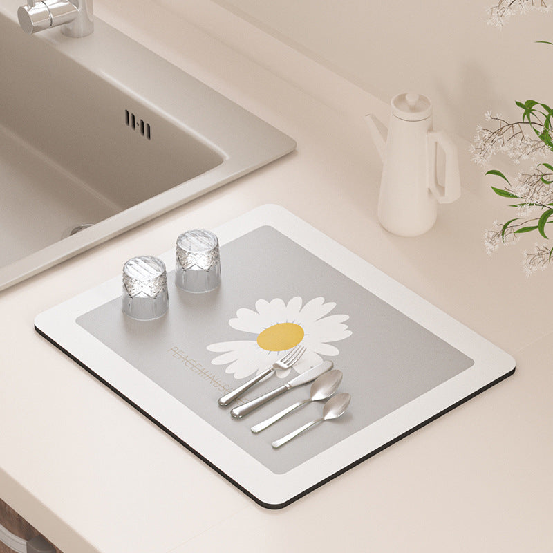 Floral Design Kitchen Drying Mat