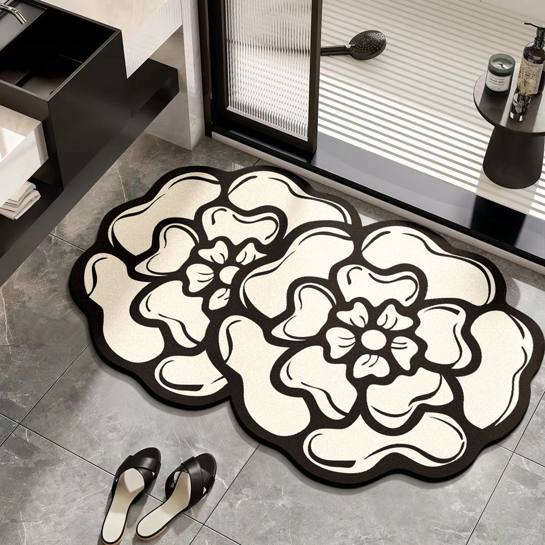 Floral Design Bathroom Mat
