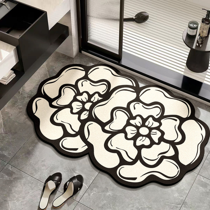 Floral Design Bathroom Mat