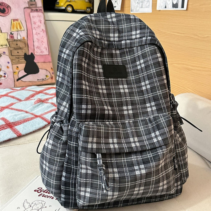 Stylish Plaid Patterned Backpack Kalsten