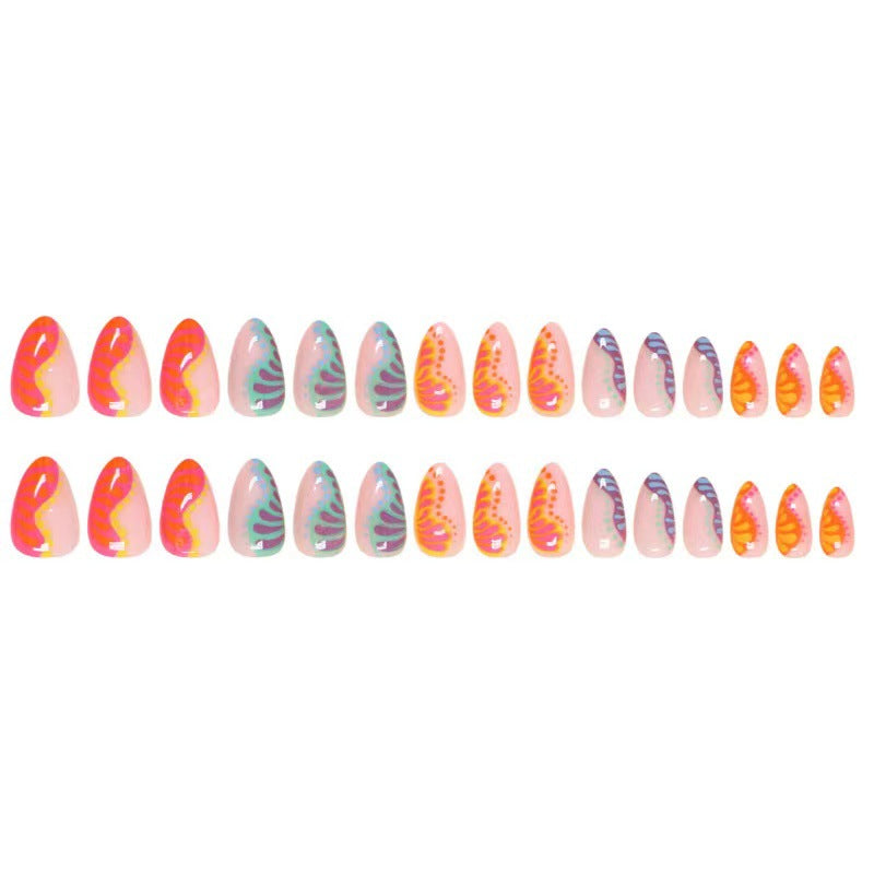 Art nail set with colorful gradient and creative designs Kalsten