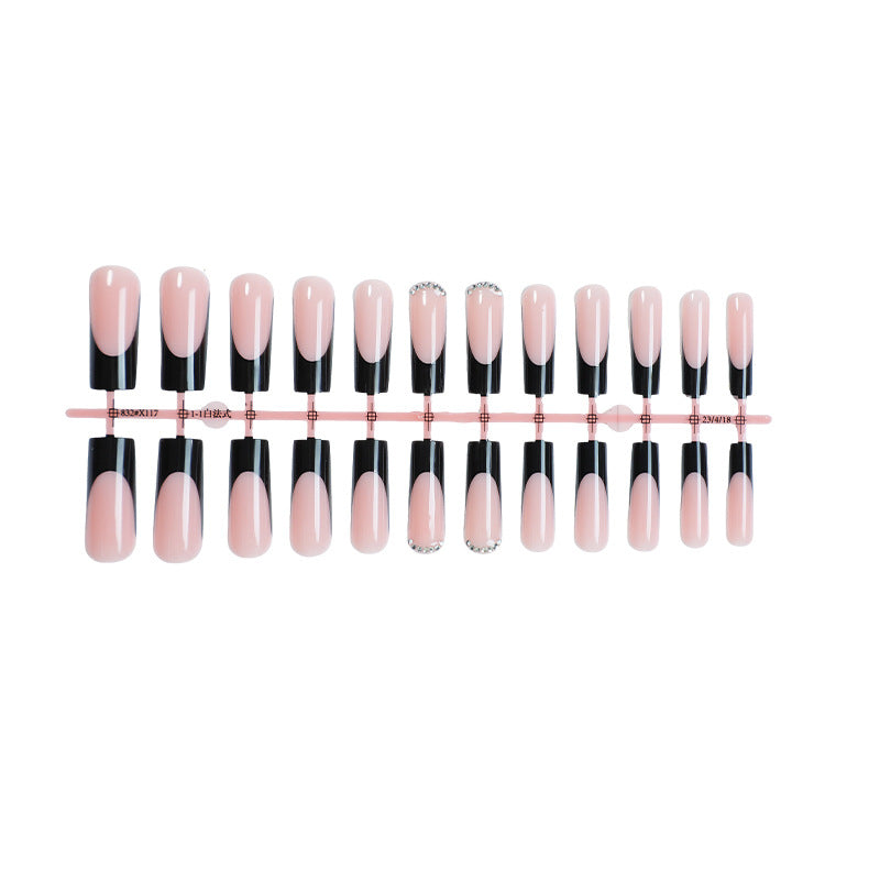 Glossy Press-On Nail Set with Stylish French Tip Design Kalsten