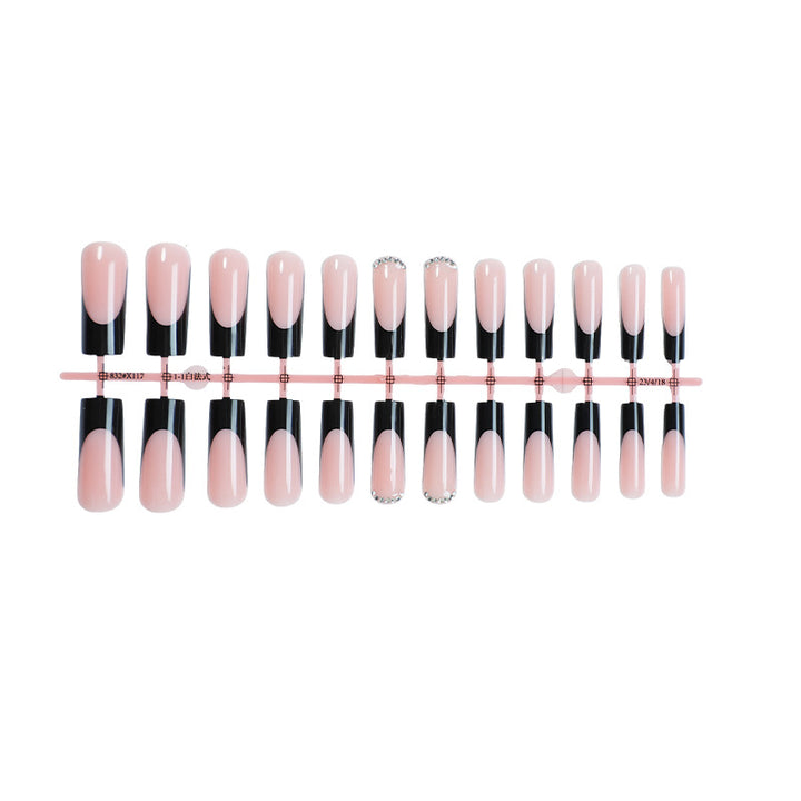 Glossy Press-On Nail Set with Stylish French Tip Design Kalsten