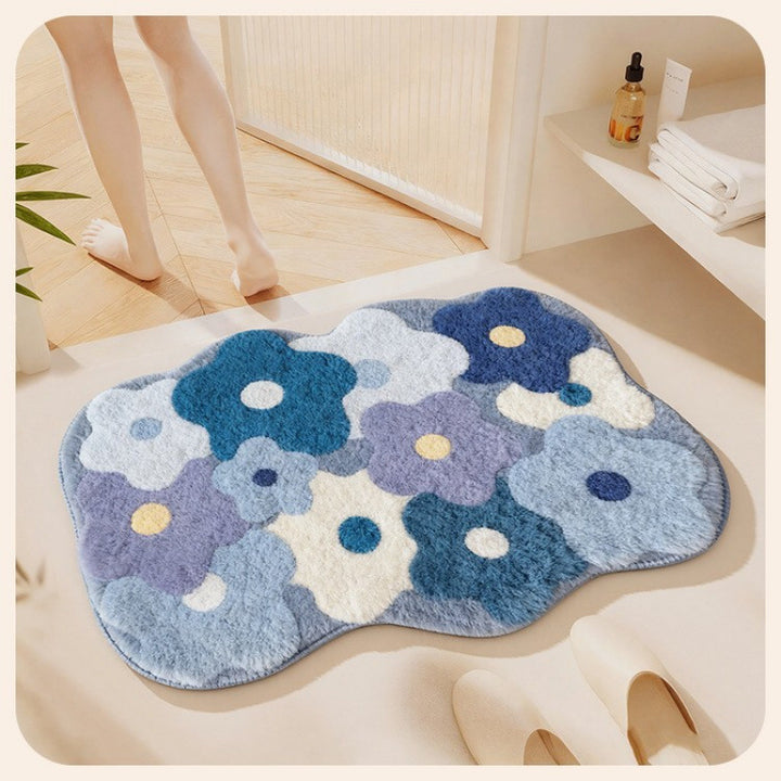 Flower design bath mat