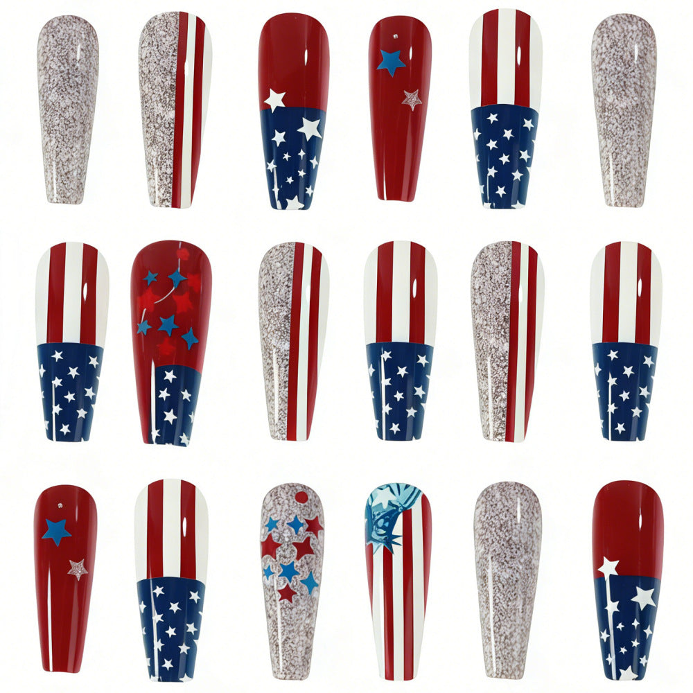 Festive artificial nails with patriotic motifs Kalsten