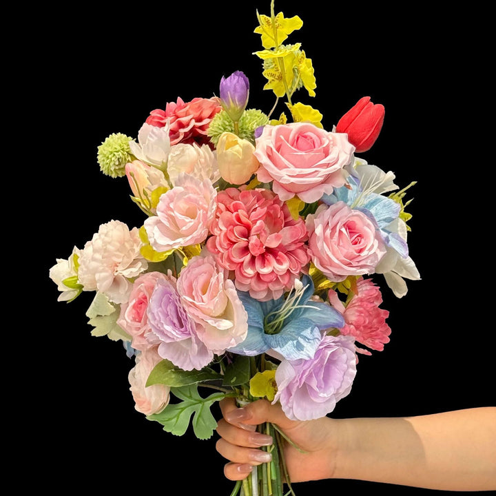 Lifelike Multi-Bloom Floral Bouquet