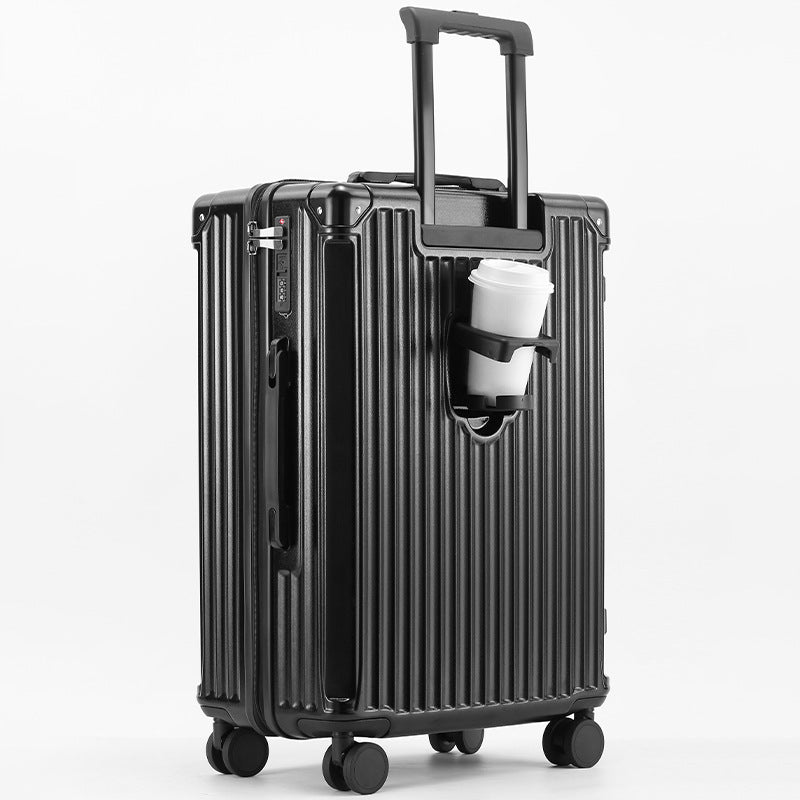 Unisex Travel-Friendly Hard Shell Suitcase with Integrated Beverage Holder Kalsten