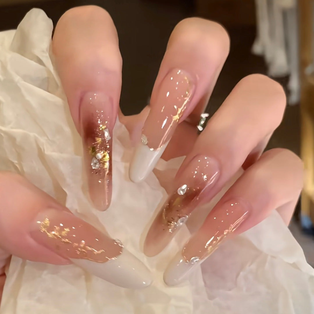 Elegant Stiletto Press-On Nail Set with Floral and Glitter Design Kalsten