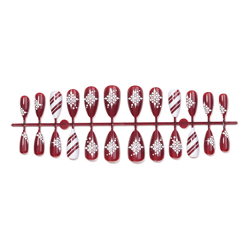 Acrylic Nail Set with Festive Winter Design and Glamorous Accents Kalsten