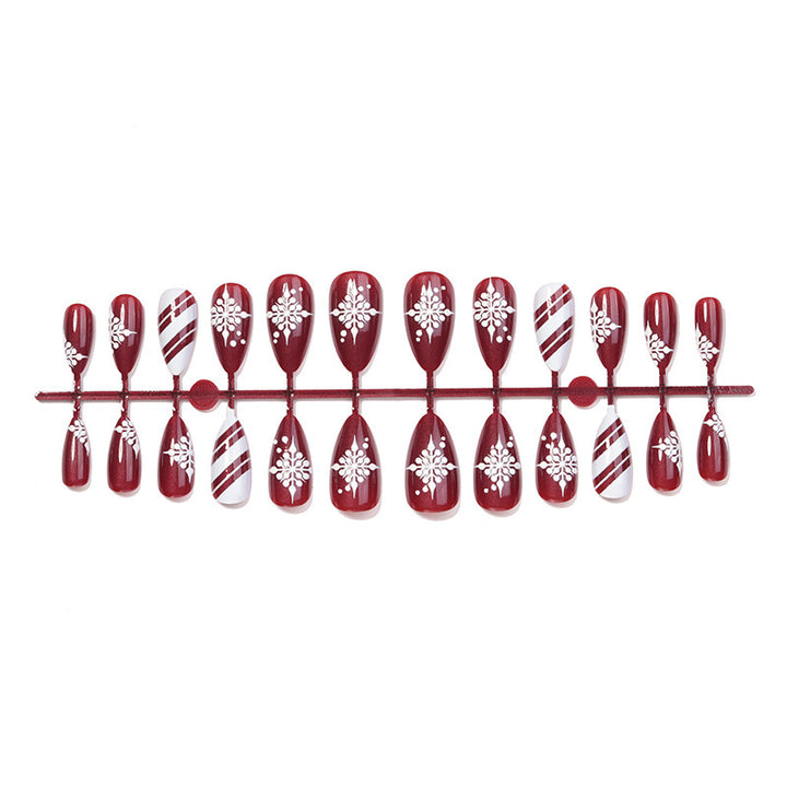 Acrylic Nail Set with Festive Winter Design and Glamorous Accents Kalsten