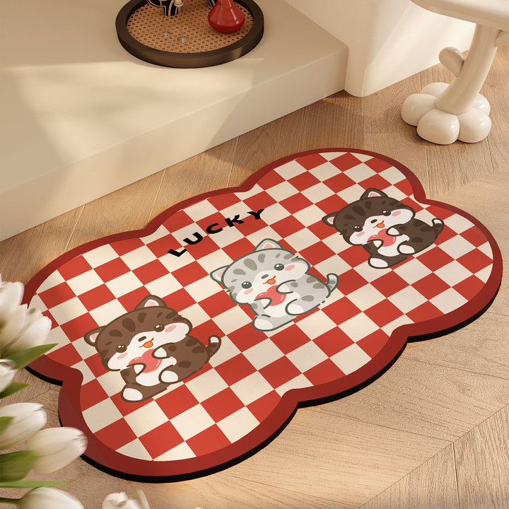 Playful Cat-Themed Bath Mat