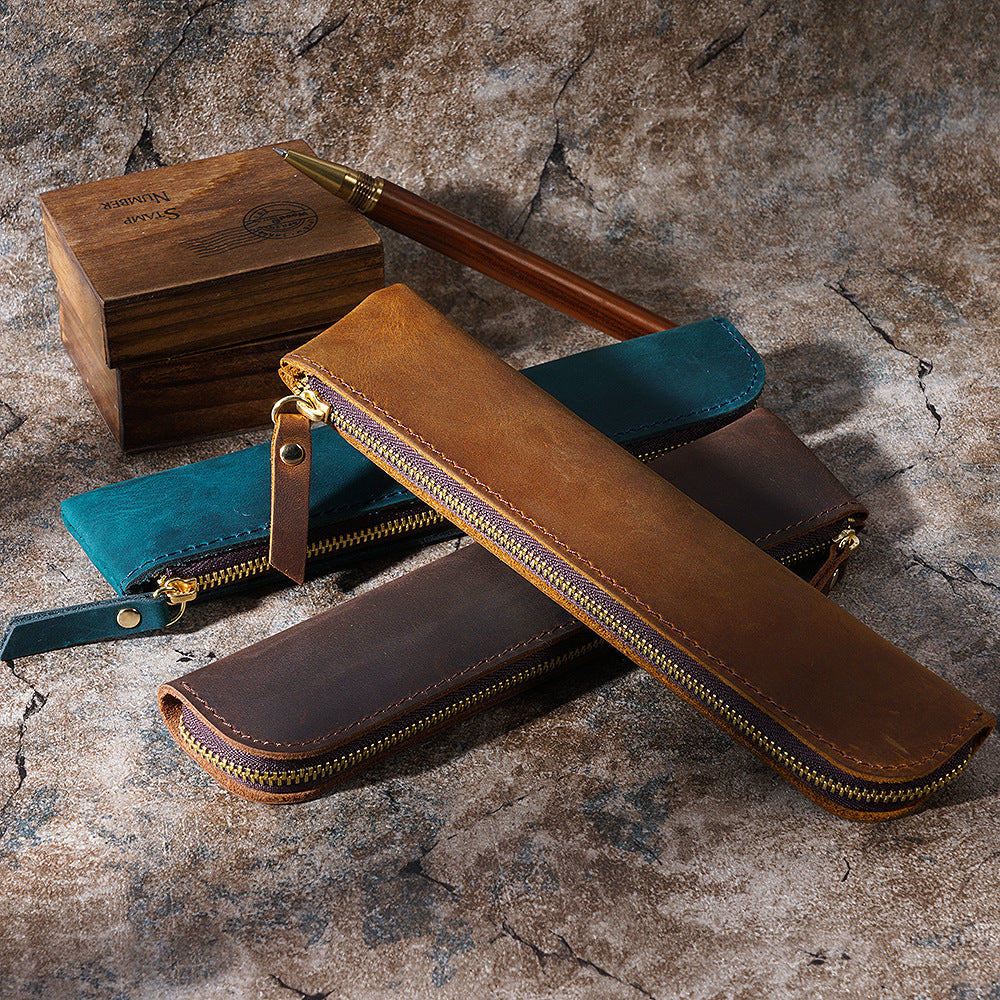 Leather Zippered Pencil Case  1790590109