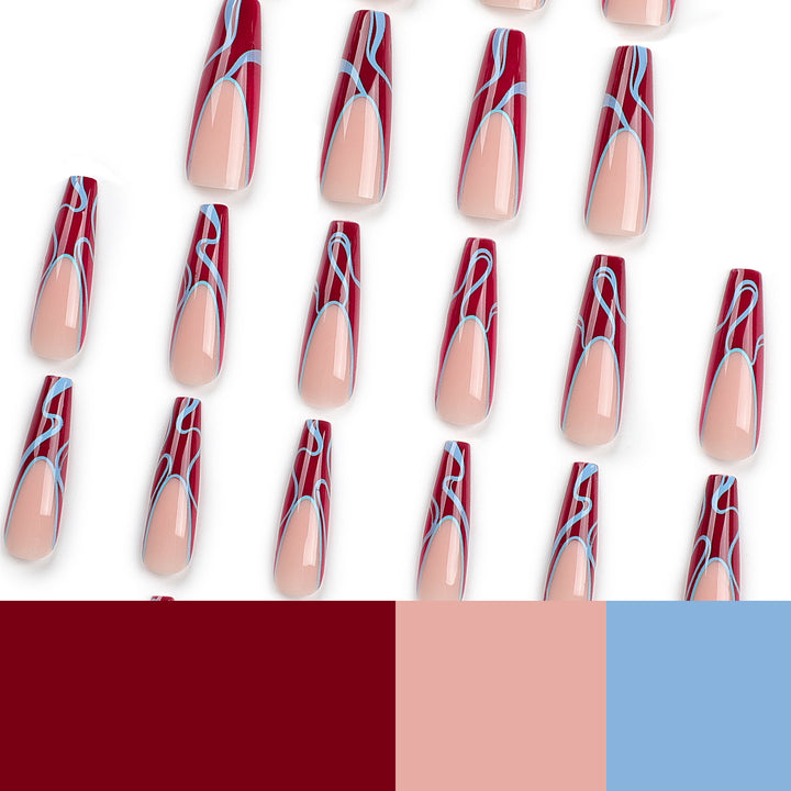 Artistic acrylic nails with floral and graphic accents Kalsten