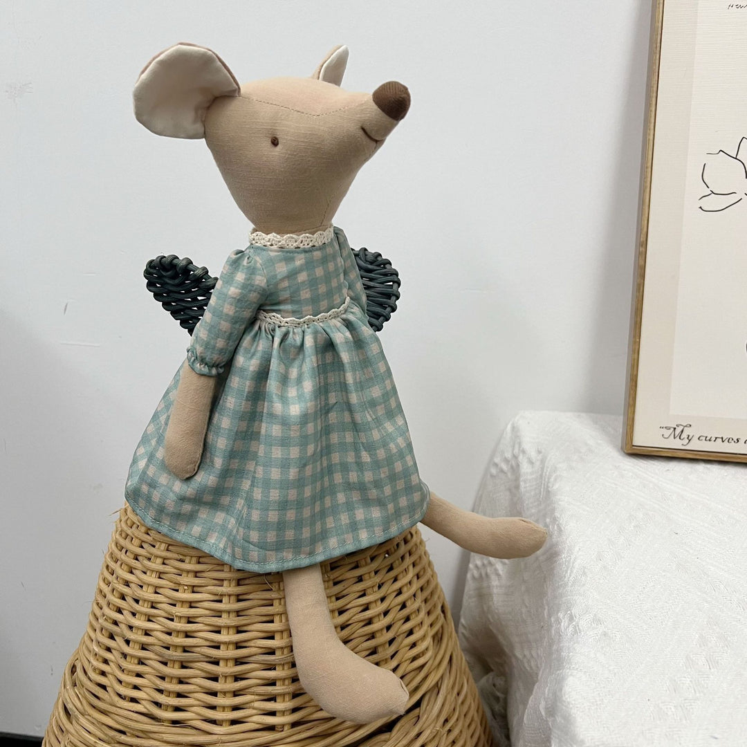 Handcrafted Linen Elephant Soft Toy with Ruffled Collar
