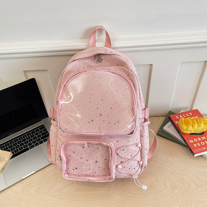Cosmic-Themed Multi-Pocket Backpack