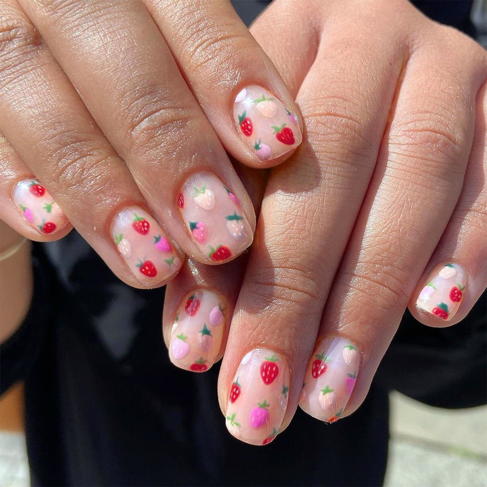 Strawberry-Themed Press-On Nail Art Kalsten