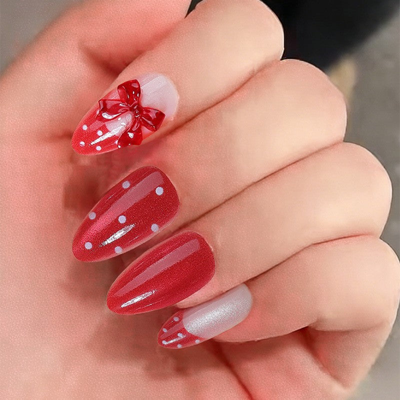 Decorative Press-On Nail Set with Bow Accents kalsten
