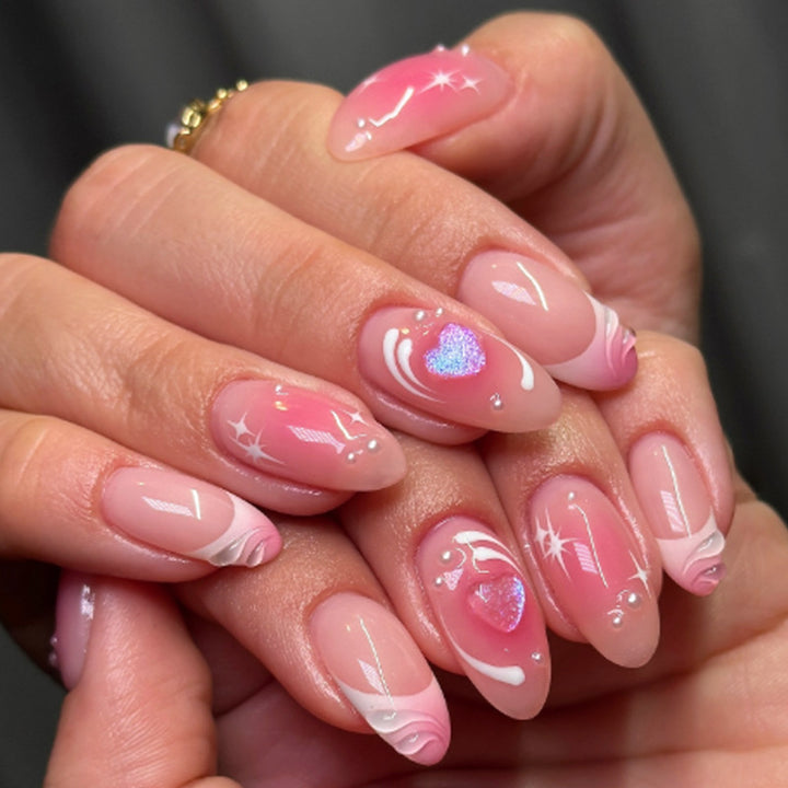 Acrylic Nail Set with Elegant Bows and Glamorous Accent Kalsten