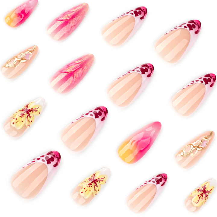 Artistic Nail Extensions with Flower and Ombre Design Kalsten