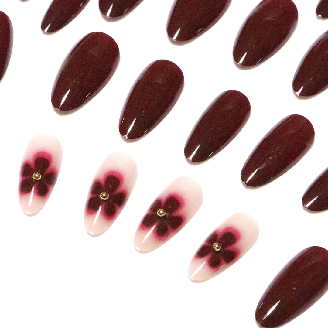 Elegant Floral Design Press-On Nail Art Kalsten