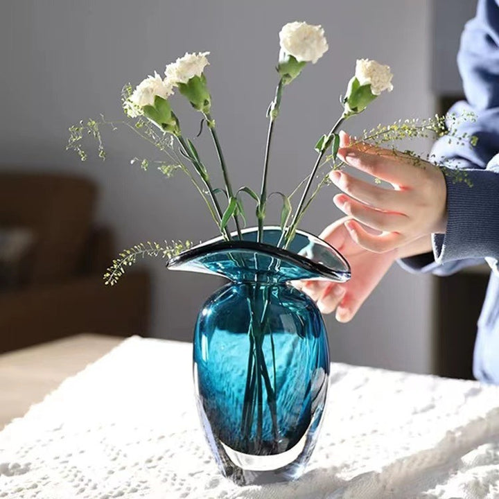 Organic Handblown Mushroom-Top Decorative Glass Vase Kalsten