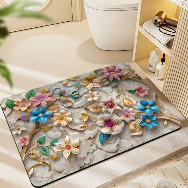 Floral-Themed Plush Bath Mat