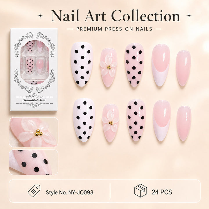 Premium Nail Design with Dots and Flowers Kalsten