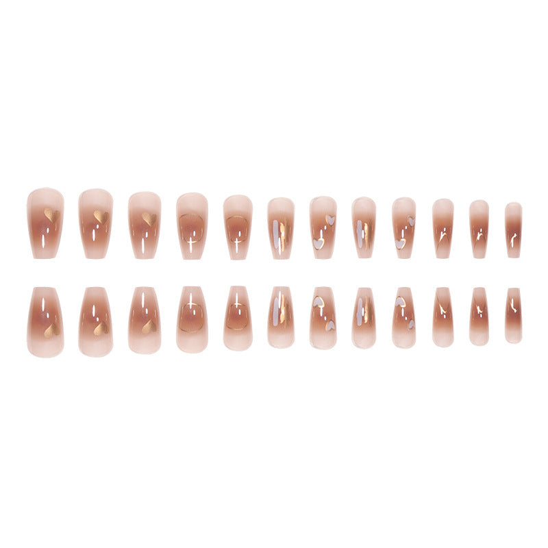 Long Stiletto Press-On Nails with Heart Accents Kalsten