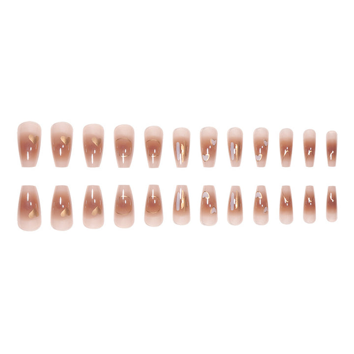 Long Stiletto Press-On Nails with Heart Accents Kalsten