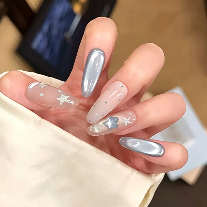 Acrylic nail set with sparkling star designs Kalsten