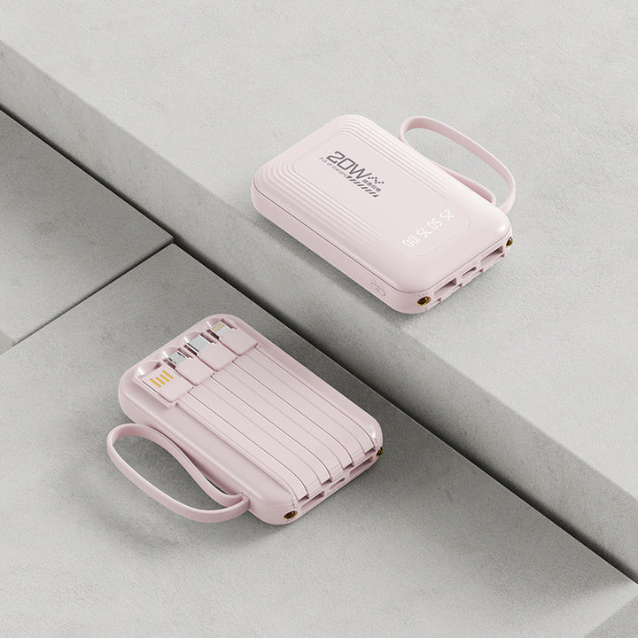 Portable power bank with integrated cable system and LED display Kalsten